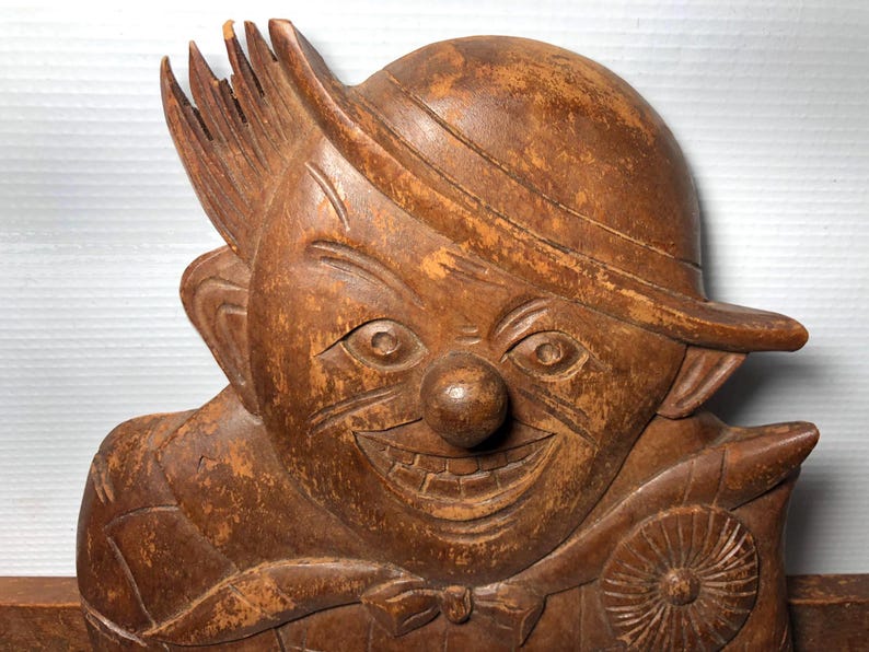 Vintage Folk Art Evil Clown Key Rack Hand Carved - Etsy