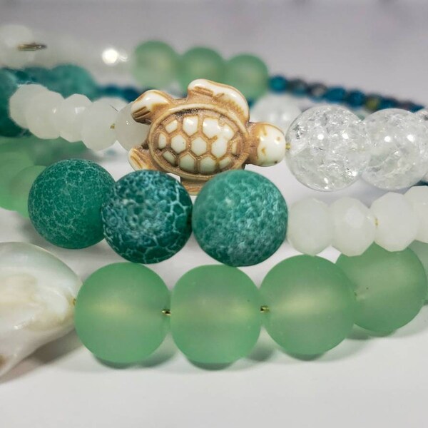 Beachside Findings Memory Wrap Bracelet with Shells and Stone