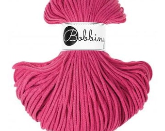 Bobbiny Dopamine Pink 3mm, 100m, cotton, macrame cord, cotton rope, chunky yarn