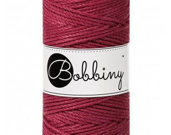 Bobbiny Wine Red 3mm 100m Macrame Rope, 3Ply Cord