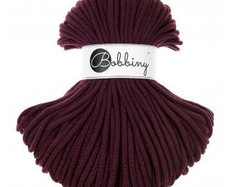 Bobbiny Burgundy 5mm, 100m, cotton, macrame cord, cotton rope, chunky yarn