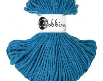 Bobbiny Dopamine Blue 3mm, 100m, cotton, macrame cord, cotton rope, chunky yarn