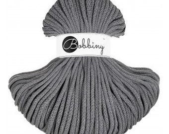 Bobbiny Stone Grey 5mm, 100m, cotton, macrame cord, cotton rope, chunky yarn