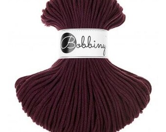 Bobbiny Burgundy 3mm, 100m, cotton, macrame cord, cotton rope, chunky yarn