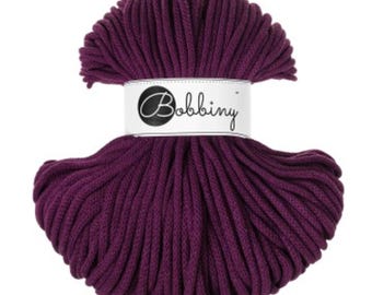 Bobbiny Pine Aubergine 5mm, 100m, cotton, macrame cord, cotton rope, chunky yarn