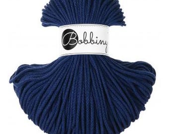 Bobbiny Ink Blue 3mm, 100m, cotton, macrame cord, cotton rope, chunky yarn