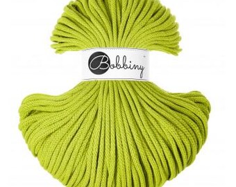 Bobbiny Dopamine Lime 5mm, 100m, cotton, macrame cord, cotton rope, chunky yarn