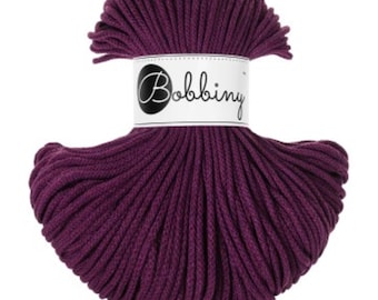 Bobbiny Junior Aubergine 3mm, 100m, cotton, macrame cord, cotton rope, chunky yarn