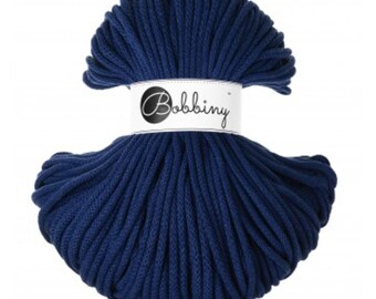 Bobbiny Ink Blue 5mm, 100m, cotton, macrame cord, cotton rope, chunky yarn
