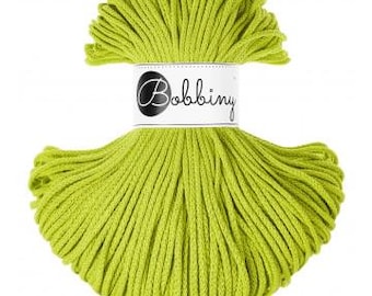 Bobbiny Dopamine Lime 3mm, 100m, cotton, macrame cord, cotton rope, chunky yarn