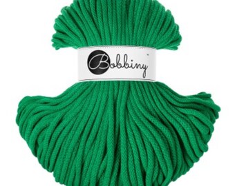 Bobbiny Pine Jade Green 5mm, 100m, cotton, macrame cord, cotton rope, chunky yarn