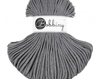 Bobbiny Stone Grey 3mm, 100m, cotton, macrame cord, cotton rope, chunky yarn