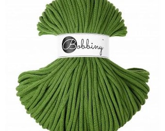 Bobbiny Moss Green 5mm, 100m, cotton, macrame cord, cotton rope, chunky yarn