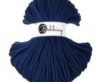 Bobbiny Ink Blue 5mm, 100m, cotton, macrame cord, cotton rope, chunky yarn