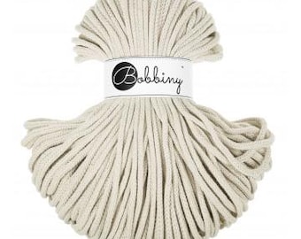 Bobbiny Cashmere Beige 5mm, 100m, cotton, macrame cord, cotton rope, chunky yarn