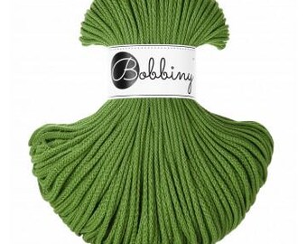Bobbiny Moss Green 3mm, 100m, cotton, macrame cord, cotton rope, chunky yarn