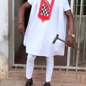 Men africa agbada with black & red embroidery/African mens clothing/Ankara mens clothing /African kaftan /African mens attire