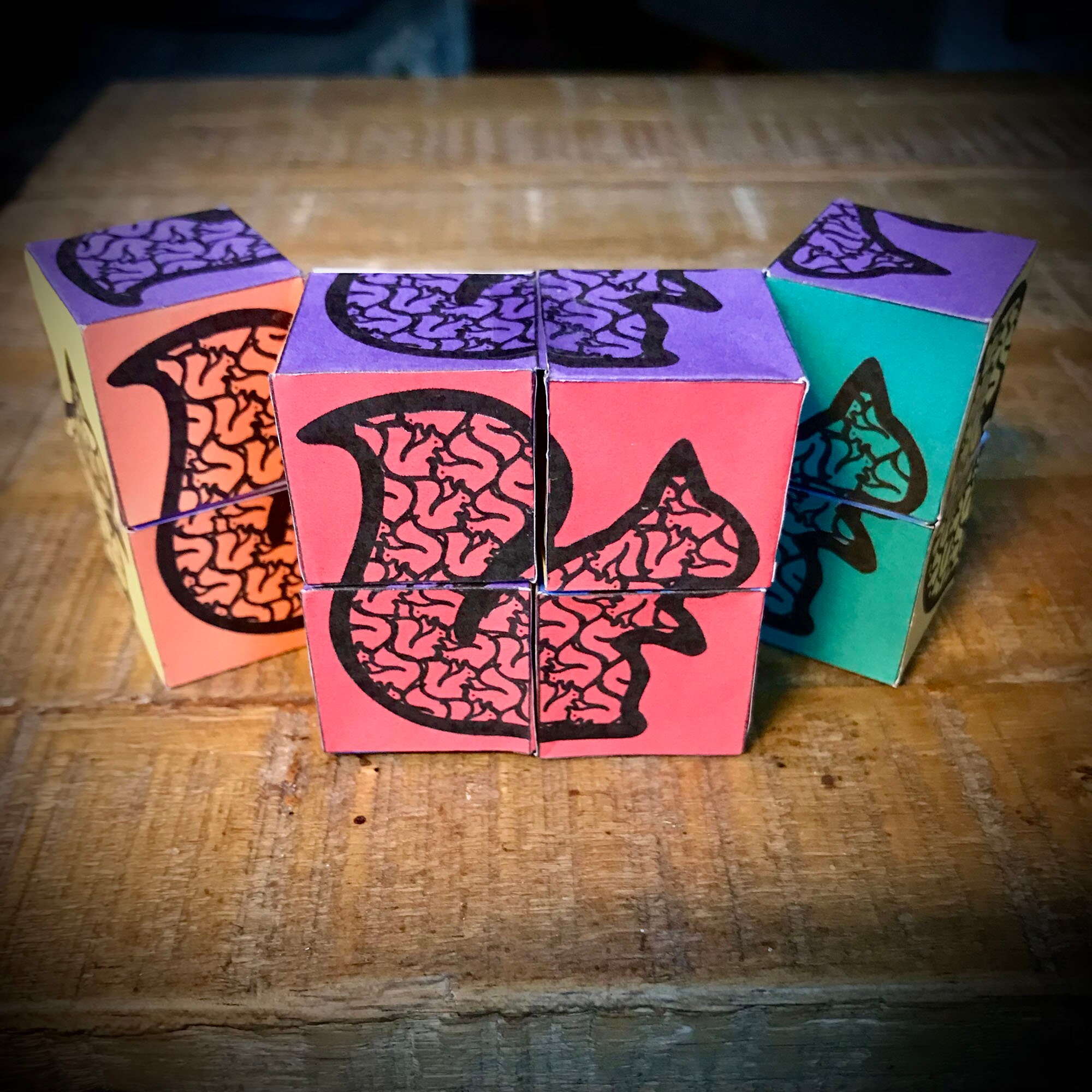 Printable Paper Infinity Cube Fidget - Primary Color Squirrel Patterns ...