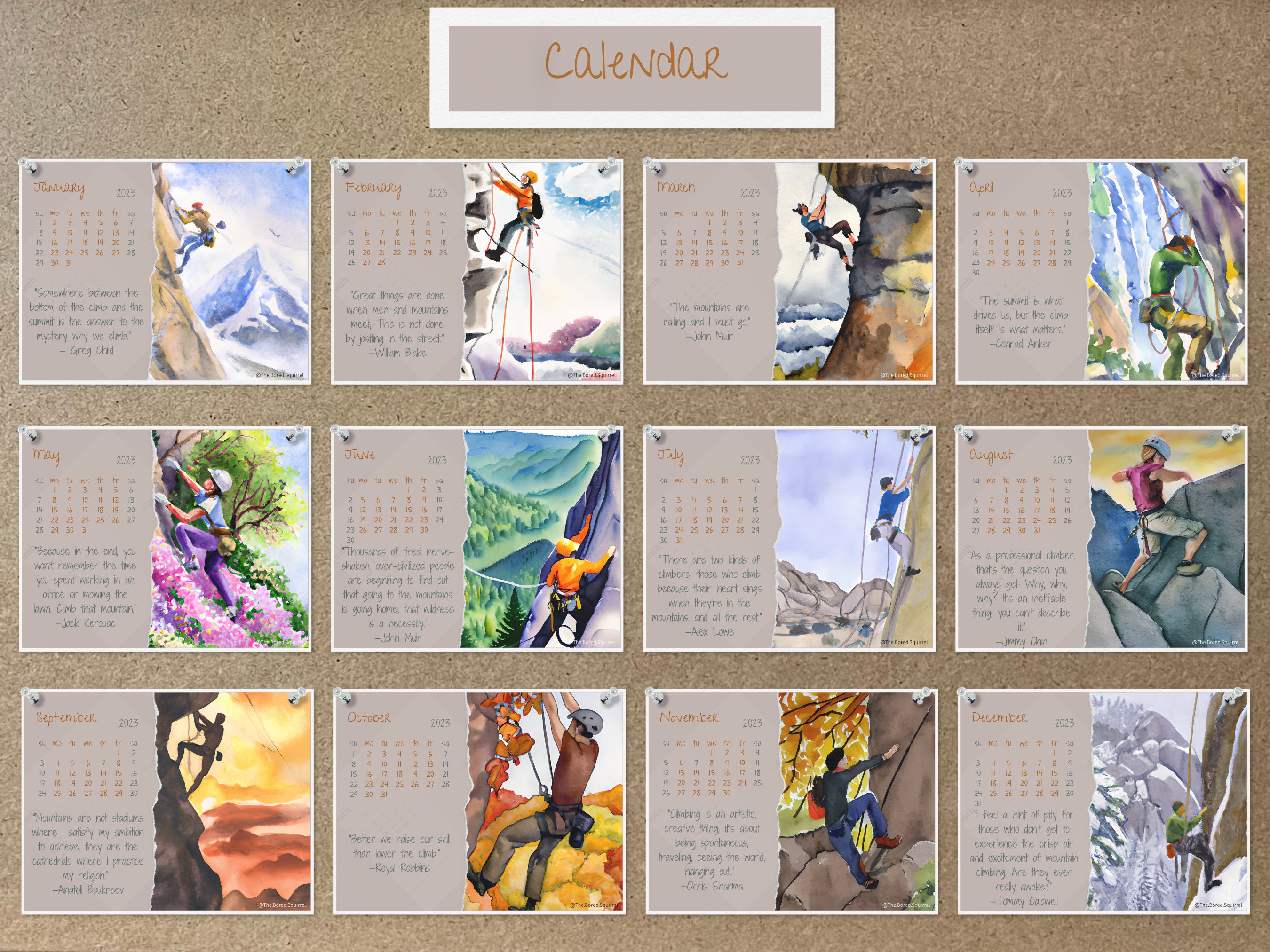 Rock Climbing Calendar 2023 Printable Etsy Hong Kong