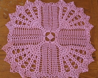Rose/Dark Pink Square Table Centrepiece, or Doily - 25cm to 30cm - 100% cotton - handmade - crochet