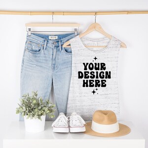 Bella Canvas 8803 White Marble Mockup 8803 Mockup Muscle Tank Hanger Mockup Hanging Lifestyle Tank Top Mock Up Simple Neutral Minimal