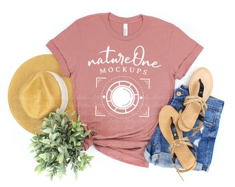 Bella Canvas 3001 Mauve Unisex Tshirt Tee Mock Up Flat Lay Etsy