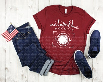 Bella Canvas 3001 Cardinal 4th Of July Men Mockup Man T Shirt Etsy