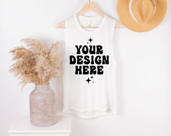 Next Level 5013 White Muscle Tank Mockup 5013 Hanging Tank Mockup Boho Mockup White Muscle Tank Mock Up Festival Tank Top Summer Mockup