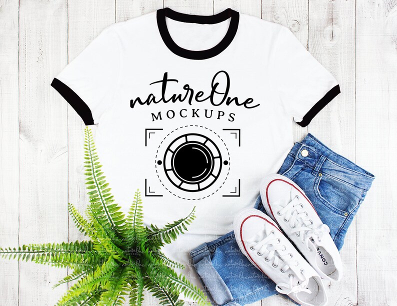 Download Ringer T-Shirt Mock Up Unisex Ringer Shirt White & Black ...