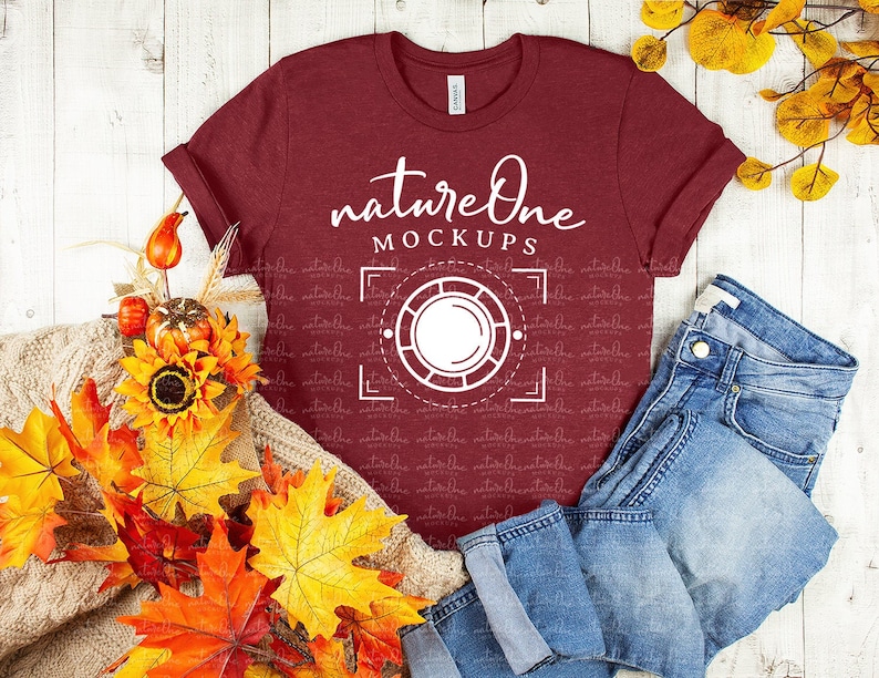 Download 3001 Heather Cardinal Fall Bella Canvas Mockup Unisex Red ...