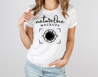 Bella Canvas 3001 White Model Mockup, Unisex T-Shirt Model Mock Up, Lifestyle Tee Shirt TShirt Model Studio Mockup