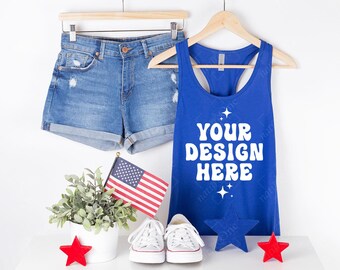 Next Level 1533 Royal 4th of July Tank Top Mockup, Patriotic Racerback Hanging Hanger Mock Up, Real Photo Mockup (Digital Download)