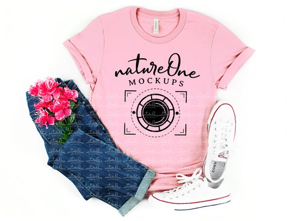 Download Bella Canvas 3001 Pink Mockup Simple Natural Unisex T Shirt Lifestyle Mock Up Valentine S Day Flower Flat Lay Tee Shirt Styled Mockup Color Photography Vermontorganics Com