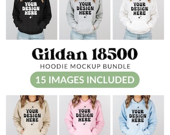 Gildan 18500 Mockup Bundle Hoodie Mockup Bundle G185 Hooded Sweatshirt Mock-up Bundle Real Model Mock Minimalist Simple Neutral
