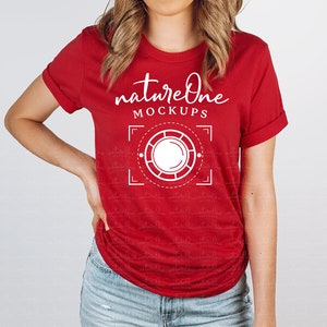 3001 Canvas Red Model Mockup, Bella Canvas Mockup, Unisex T-Shirt Model Mock Up, Lifestyle Tee Shirt TShirt Model Mockup