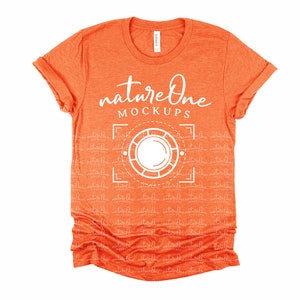Bella Canvas Mockup 3001 Heather Orange, Unisex T-Shirt Mock Up, Flat Lay T-Shirt, Tee Shirt Mockup, Just Shirt White Background