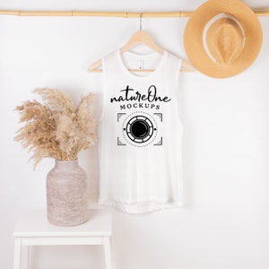 Next Level 5013 White Muscle Tank Mockup, 5013 Hanging Tank Mockup, Boho Mockup White Muscle Tank Mock Up, Festival Tank Top Summer Mockup