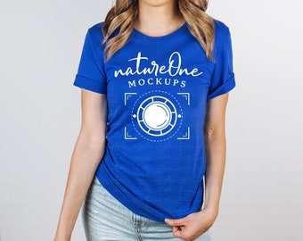 3001 True Royal Model Mockup Bella Canvas Mockup, Unisex Royal Blue T-Shirt Model Mock Up, Lifestyle Tee Shirt TShirt Model Mockup