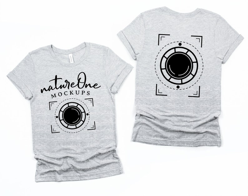 Download Front & Back Bella Canvas Mockup 3001 Athletic Heather ...