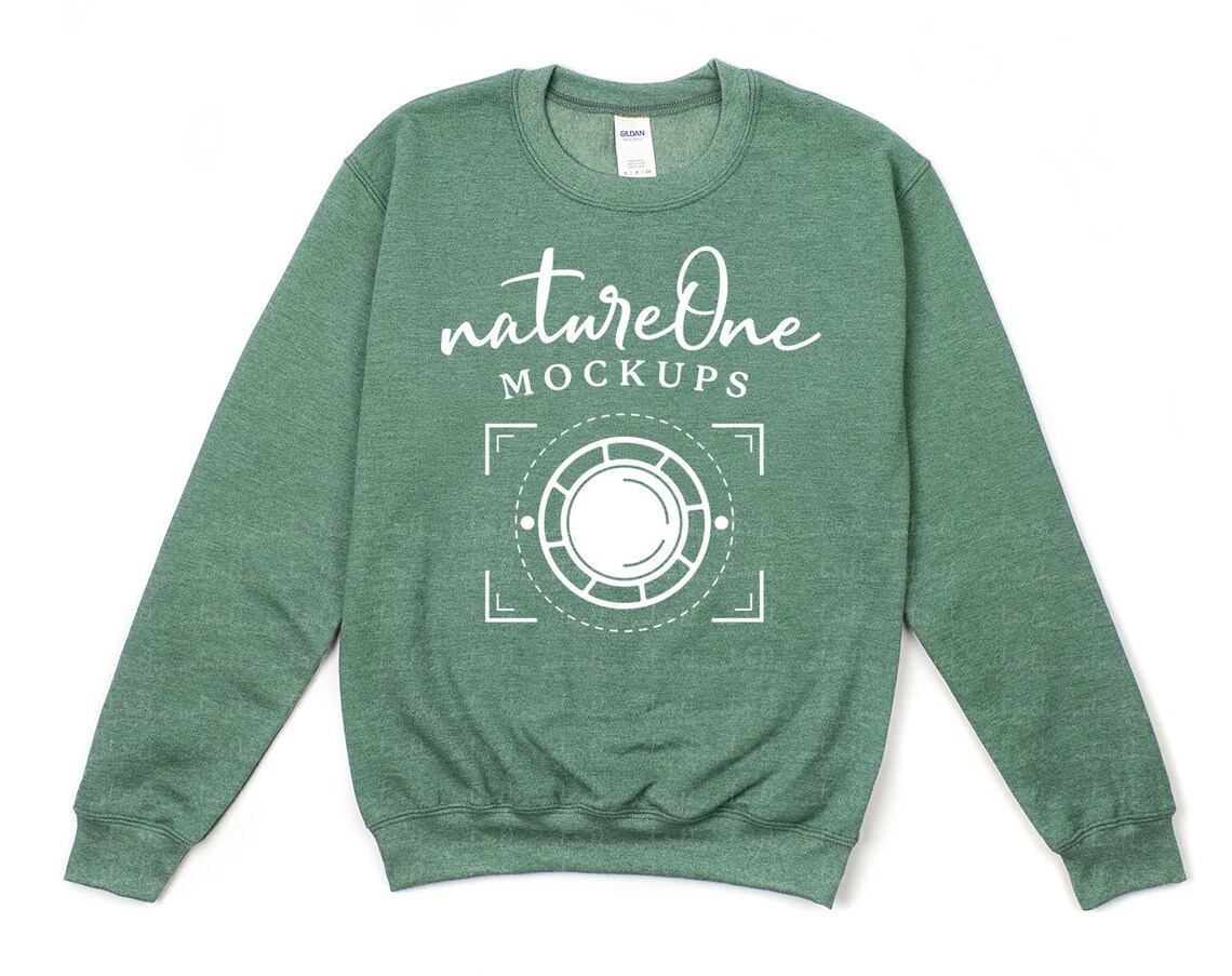 18000 Heather Sport Dark Green Gildan Sweatshirt Mockup G180 | Etsy