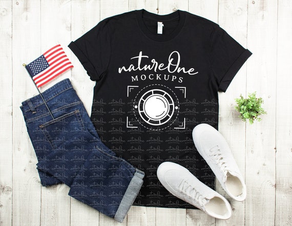 Bella Canvas 3001 Black 4th Of July Men Mockup Man T Shirt Etsy