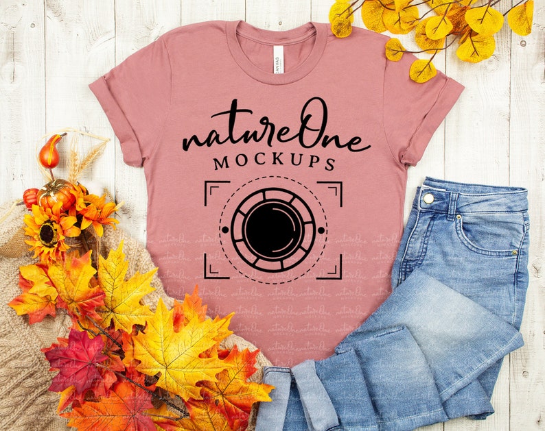 Download Bella Canvas 3001 Mauve Mockup / Unisex T-Shirt Fall ...