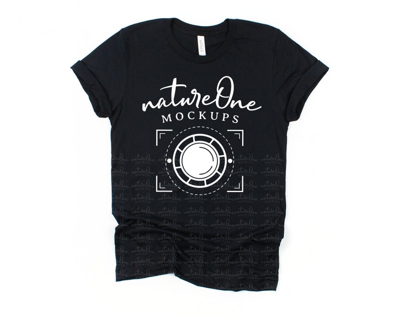 Download Bella Canvas Mockup 3001 Black Unisex T-Shirt Mock Up Flat ...