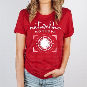 3001 Canvas Red Model Mockup, Bella Canvas Mockup, Unisex T-Shirt Model Mock Up, Lifestyle Tee Shirt TShirt Model Mockup