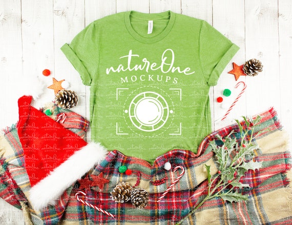 Bella Canvas 3001 Heather Green Christmas Mockup X Mas Shirt Etsy