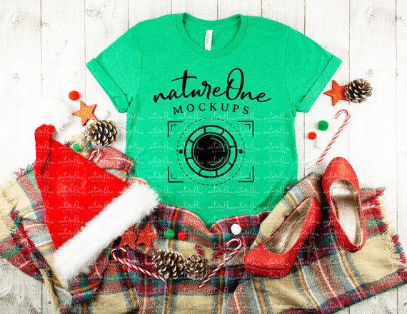 Bella Canvas 3001 Heather Kelly Christmas Mockup Feminine Etsy