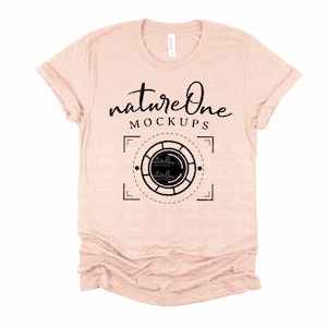 Bella Canvas Mockup 3001 Heather Prism Peach, Unisex T-Shirt Mock Up, Flat Lay T-Shirt, Tee Shirt Mockup, Just Shirt White Background