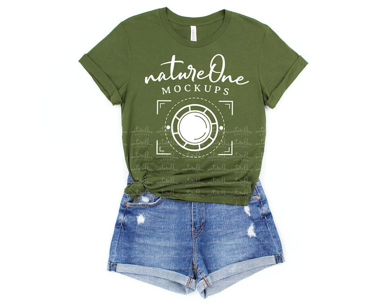 Download 3001 Olive Bella Canvas Mockup Unisex T-Shirt Mock Up ...