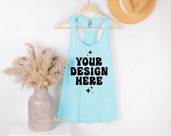 Next Level 1533 Cancun Mockup, Tank Top Women's Racerback Mock Up, Hanging Hanger Simple Boho Real Photo Mockup, POD (Digital Download)