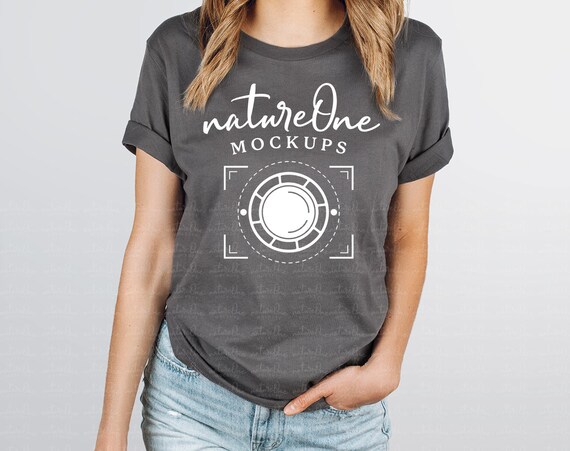Bella Canvas 3001 Asphalt Model Mockup, Unisex T-Shirt Model Mock Up, Bella Canvas 3001 Mockup, Lifestyle Tee Shirt TShirt Model Mockup